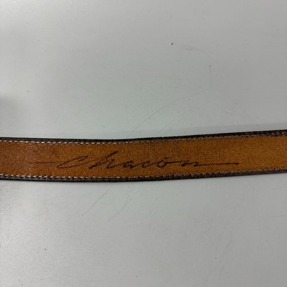 Vintage Chacon Sterling Silver Buckle Leather Belt - Picture 13 of 15